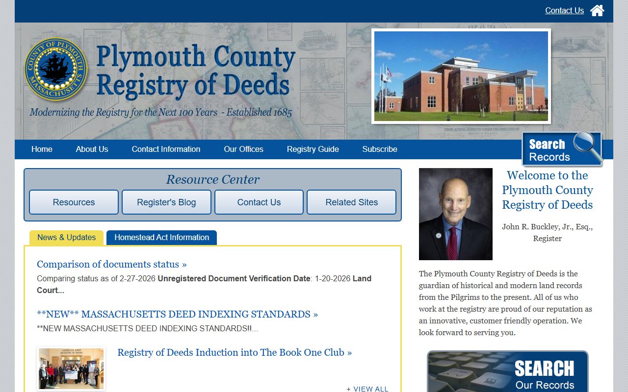 Plymouth County Registry of Deeds for Brockton property tax records