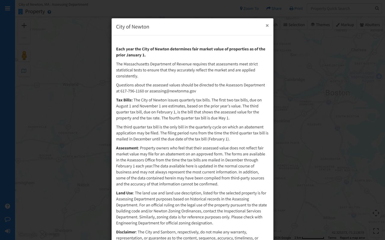 Newton MapGeo property search tool for Newton property tax records