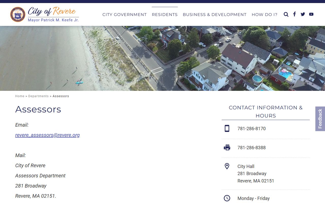 Revere Assessors Office page for Revere property tax records