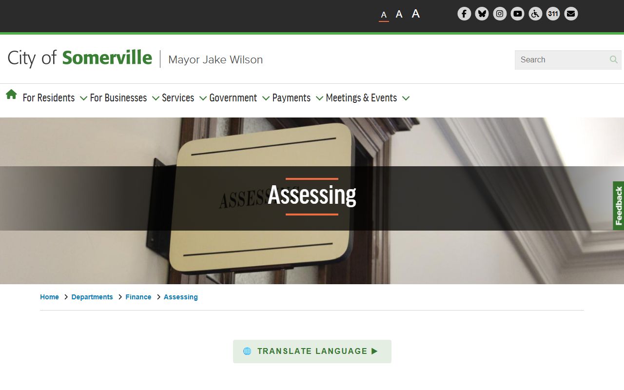 Somerville Assessing Department portal for Somerville property tax records
