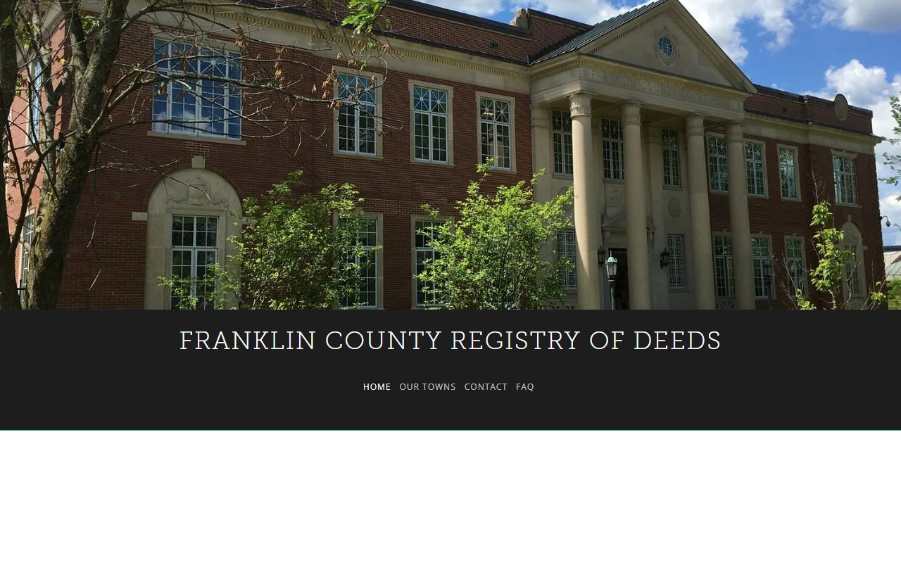 Franklin County Registry of Deeds homepage for property tax records