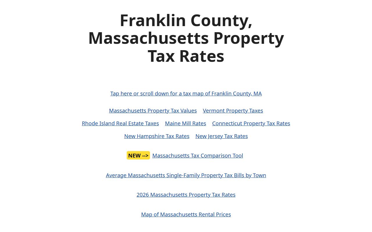 Franklin County tax rate comparison for property tax records