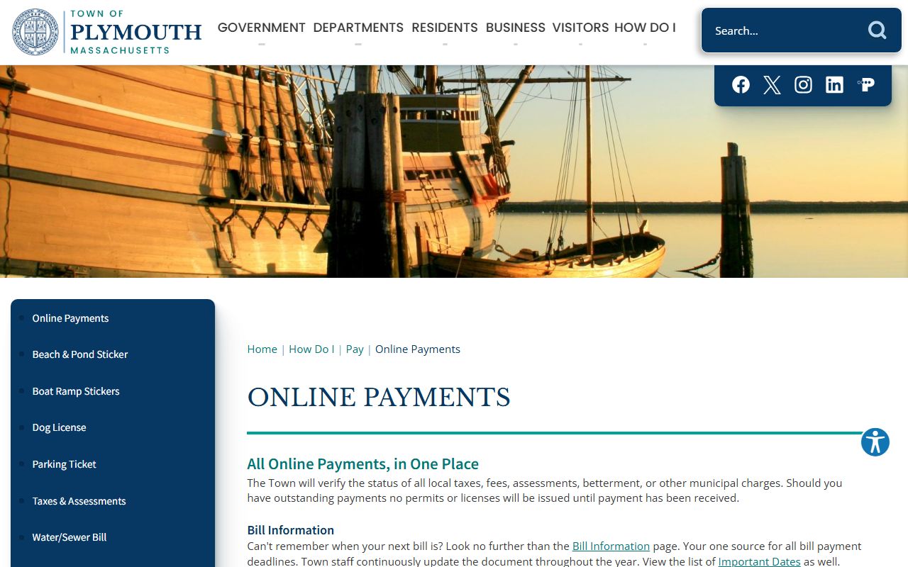 Plymouth Massachusetts online property tax payment portal for Plymouth County residents