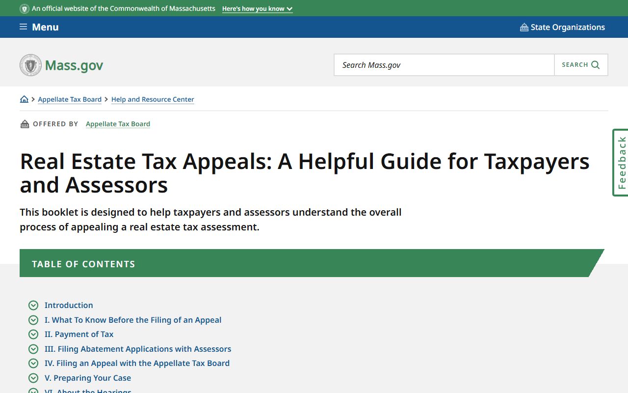 Massachusetts real estate tax appeals guide for taxpayers and assessors
